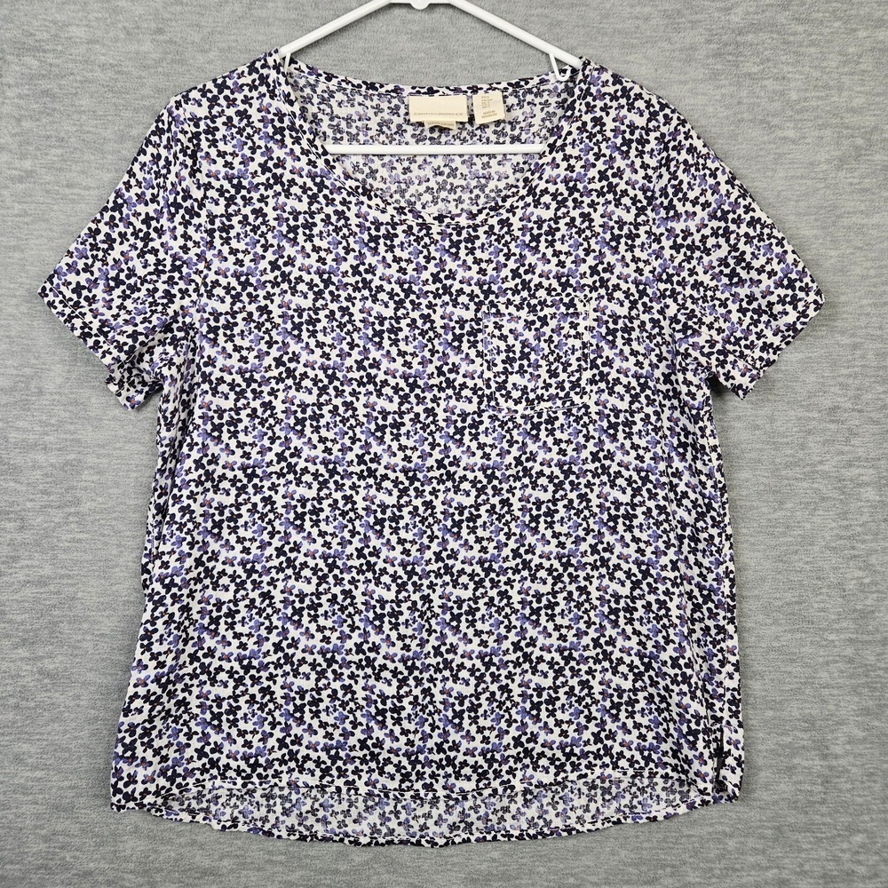 CYNTHIA ROWLEY Women's Floral Printed 100% Linen Top Size S